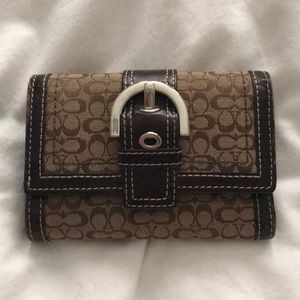 Coach trifold brown wallet